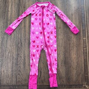 Little Sleepies Pink XOXO Hearts Pajamas with Footie